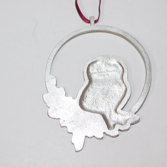 2013 Amos Pewter Canada 3" Circle Owl Christmas Ornament - Picture 6 of 6